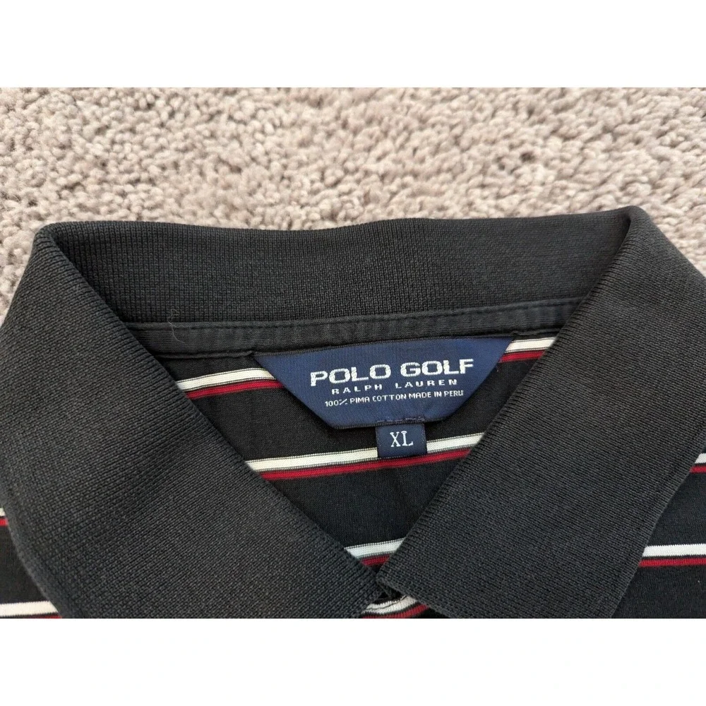 Ralph Lauren Polo Golf Button Up Shirt Mens XL‎ Black Red Striped Preppy